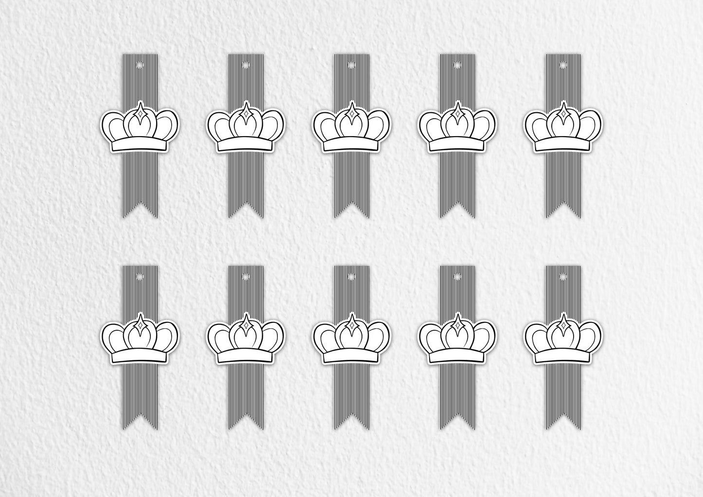 Black Gift Tags with Crown Ribbon Labels - Personalisable