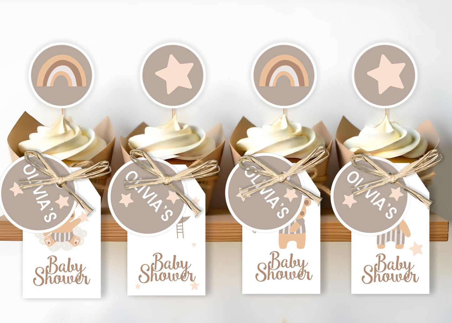 Baby Gift Tags, Stickers and CupCake Topper Kit - Personalisable