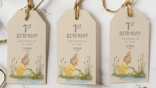 Adorable Hand-Painted Rabbit and Frog Gift Tag - Personalisable