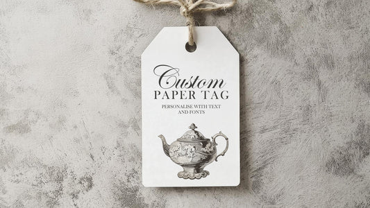 Vintage Teapot Design Paper Tags - Personalisable