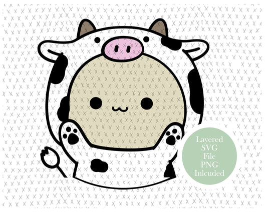 Kawaii Character in Cow Costume graphic craft image