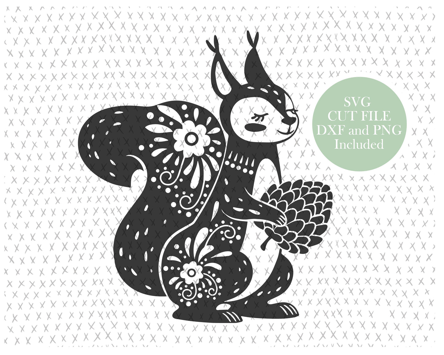 Squirrel Folk Art graphic craft image