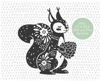 Squirrel Folk Art graphic craft image