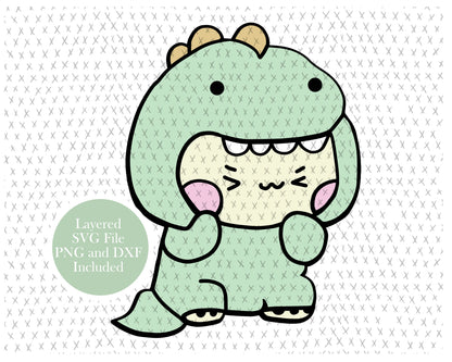 Kawaii Character wearing Dinosaur Costume graphic craft image