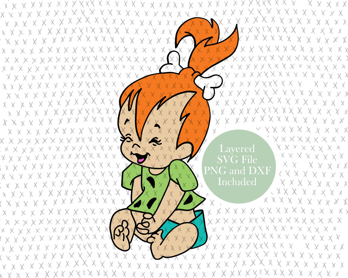 Pebbles from Flintstones graphic craft image, cute baby flintstone