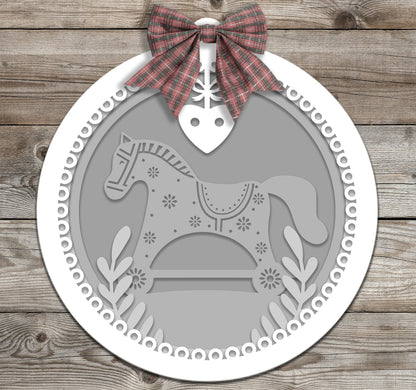 Cute Christmas Rocking Horse graphic craft image / Xmas Scene SVG