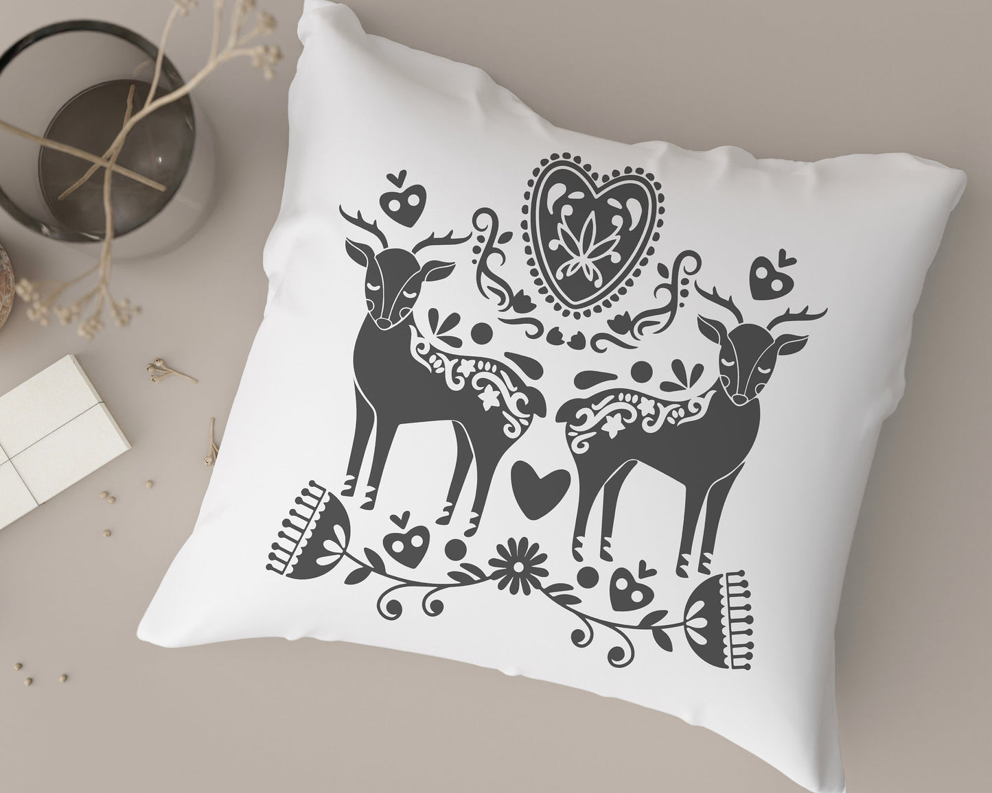 Reindeer Folk Art graphic craft image, Nordic, Scandinavian Folk Art, Clipart, PNG, Instant Download