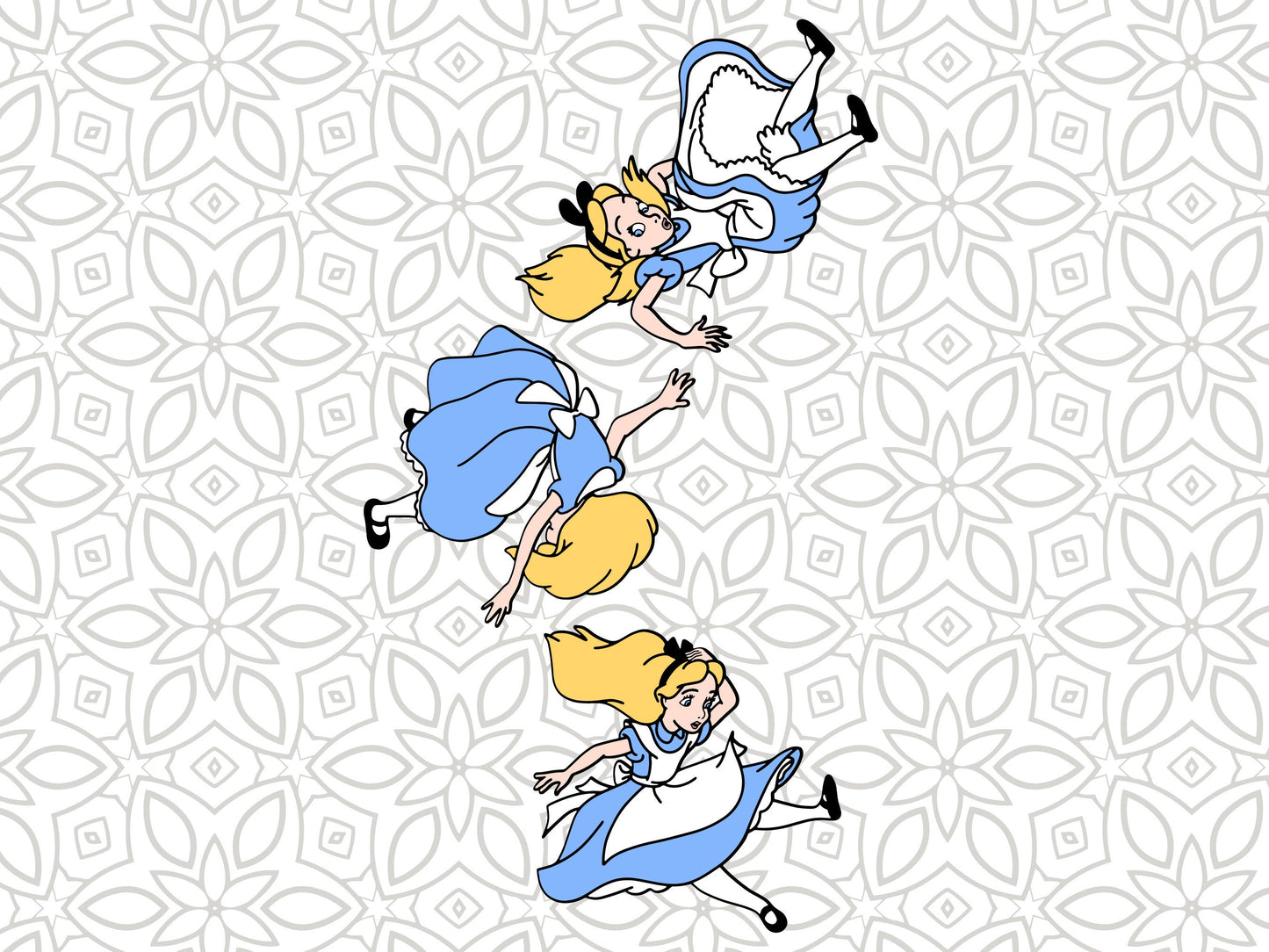 Alice in Wonderland, Alice falling down rabbit hole SVG Cut File