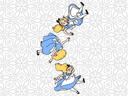 Alice in Wonderland, Alice falling down rabbit hole SVG Cut File