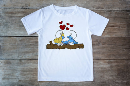 Smurfette and Boyfriend Smurf graphic craft image, cute love scene