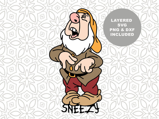 Sneezy from Snow White graphic craft image, Sneezy Dwarf