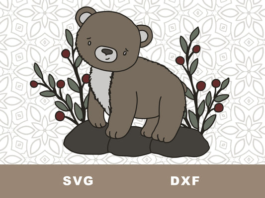 Baby bear cub SVG Cut File, Woodland Animal