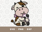 Cute Baby cow drinking a bottle graphic craft image (Pink)