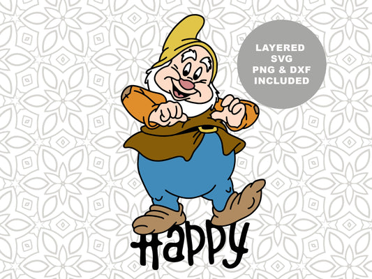 Happy from Snow White graphic craft image, Happy Dwarf