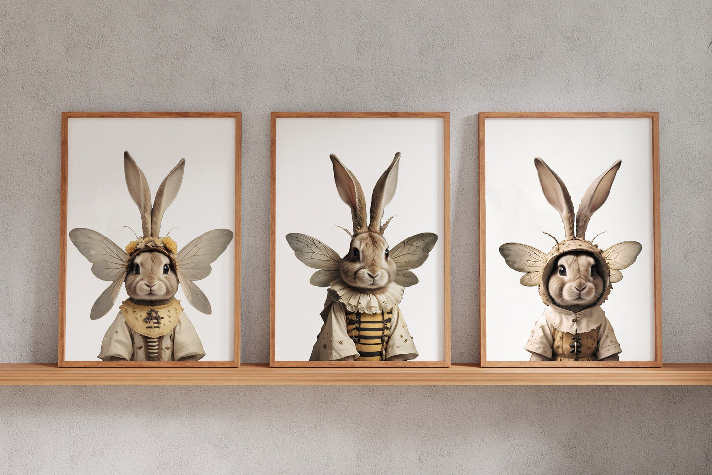 Cute bunny dress in bee costume printable wall art