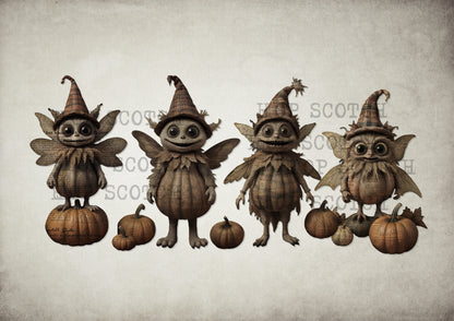 Vintage Scarecrow Goblin Doll Clipart Bundle / graphic craft image