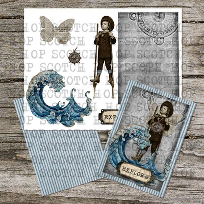 Digital Fairy Paper Doll DIY - Ocean Adventure / Explorer / graphic craft image