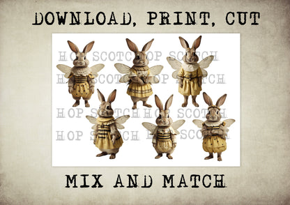 Cute bunny in bee costume Clipart / graphic craft image