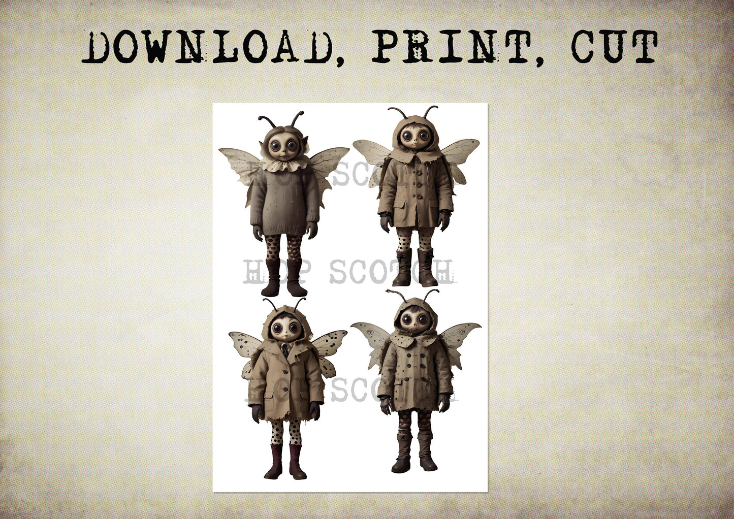 Vintage Scarecrow Fairy Doll Clipart Bundle / graphic craft image